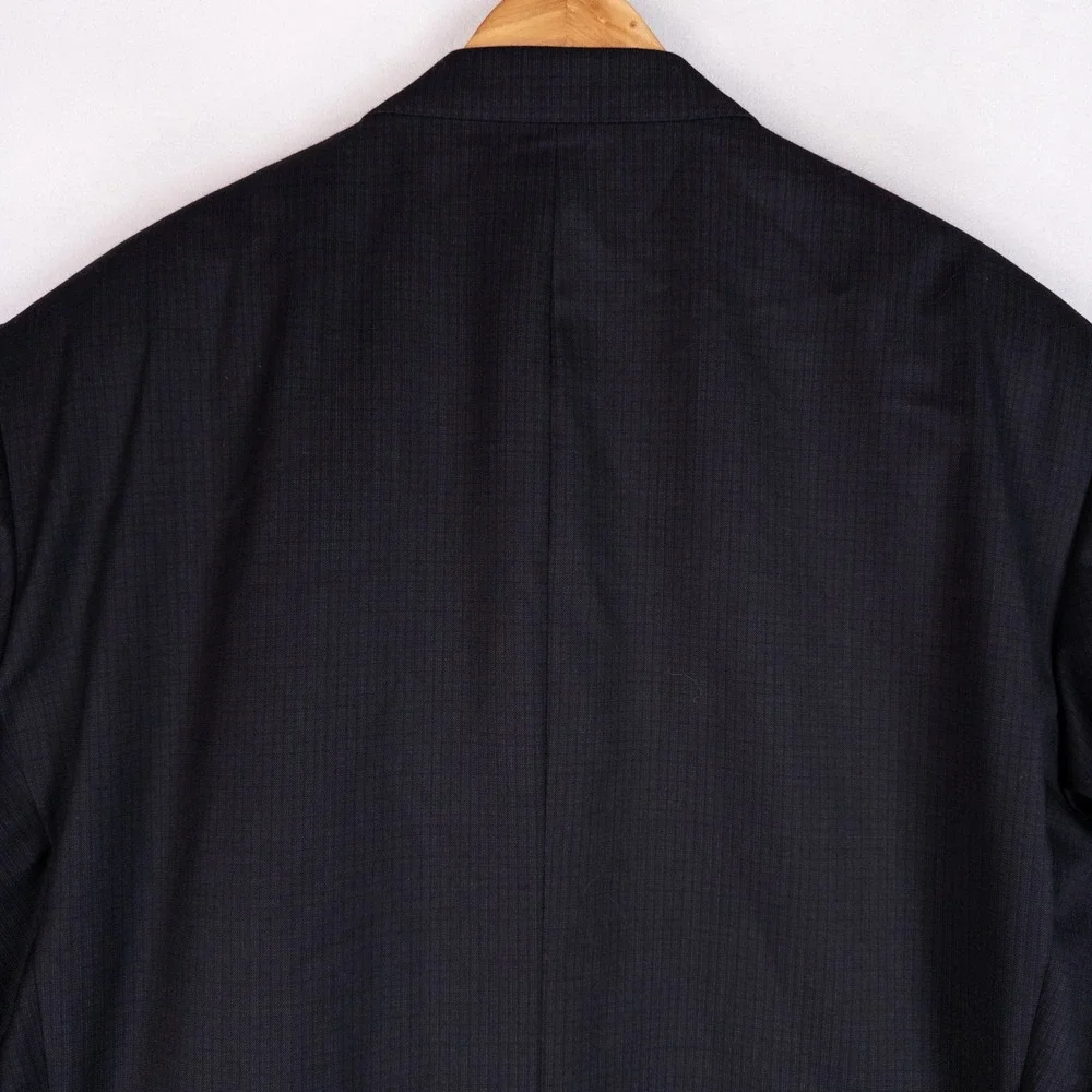Rubin Luxury Mens Blazer 50T Black Pure Virgin Wool 2 Button Sport Coat Jacket